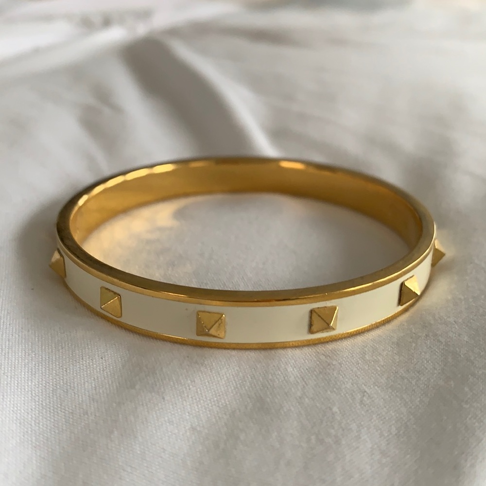 Coach Gold and White Stud Bangle Bracelet